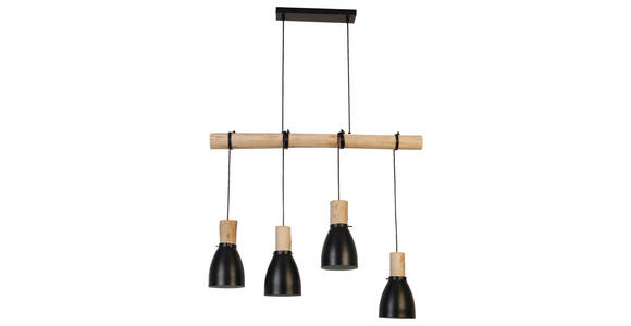 HÄNGELEUCHTE  - Schwarz/Naturfarben, Trend, Holz/Metall (90/15/150cm) - Novel