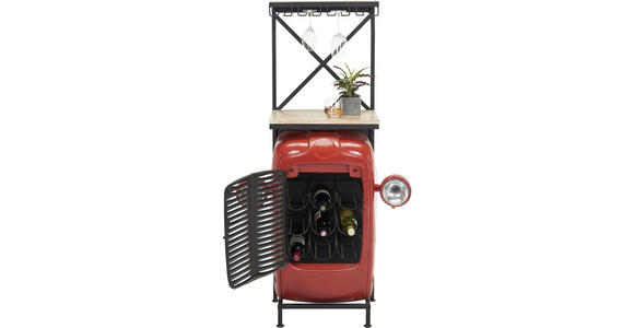 BAR in Naturfarben, Rot, Schwarz - Rot/Schwarz, Trend, Holz/Metall (52/36/153cm) - Ambia Home