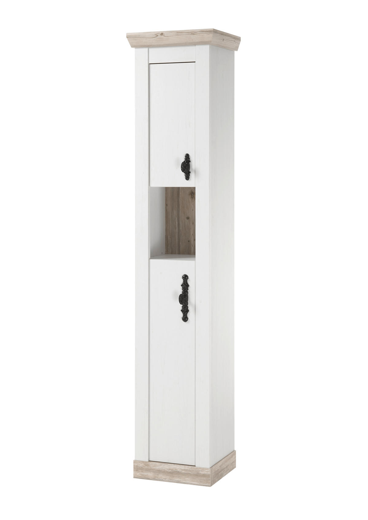 HOCHSCHRANK 42/200/35 cm  - Schwarz/Pinienfarben, Design, Holzwerkstoff/Metall (42/200/35cm) - MID.YOU