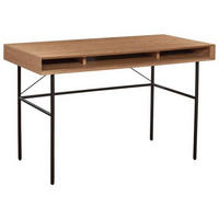 SCHREIBTISCH 120/60/75 cm  in Nussbaumfarben  - Nussbaumfarben/Schwarz, KONVENTIONELL, Holz/Metall (120/60/75cm) - hülsta