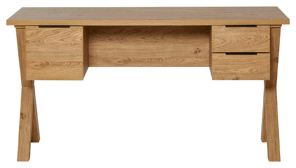 SCHREIBTISCH 146/59/76 cm  in Eichefarben  - Eichefarben/Anthrazit, Modern, Holzwerkstoff/Metall (146/59/76cm) - Livetastic
