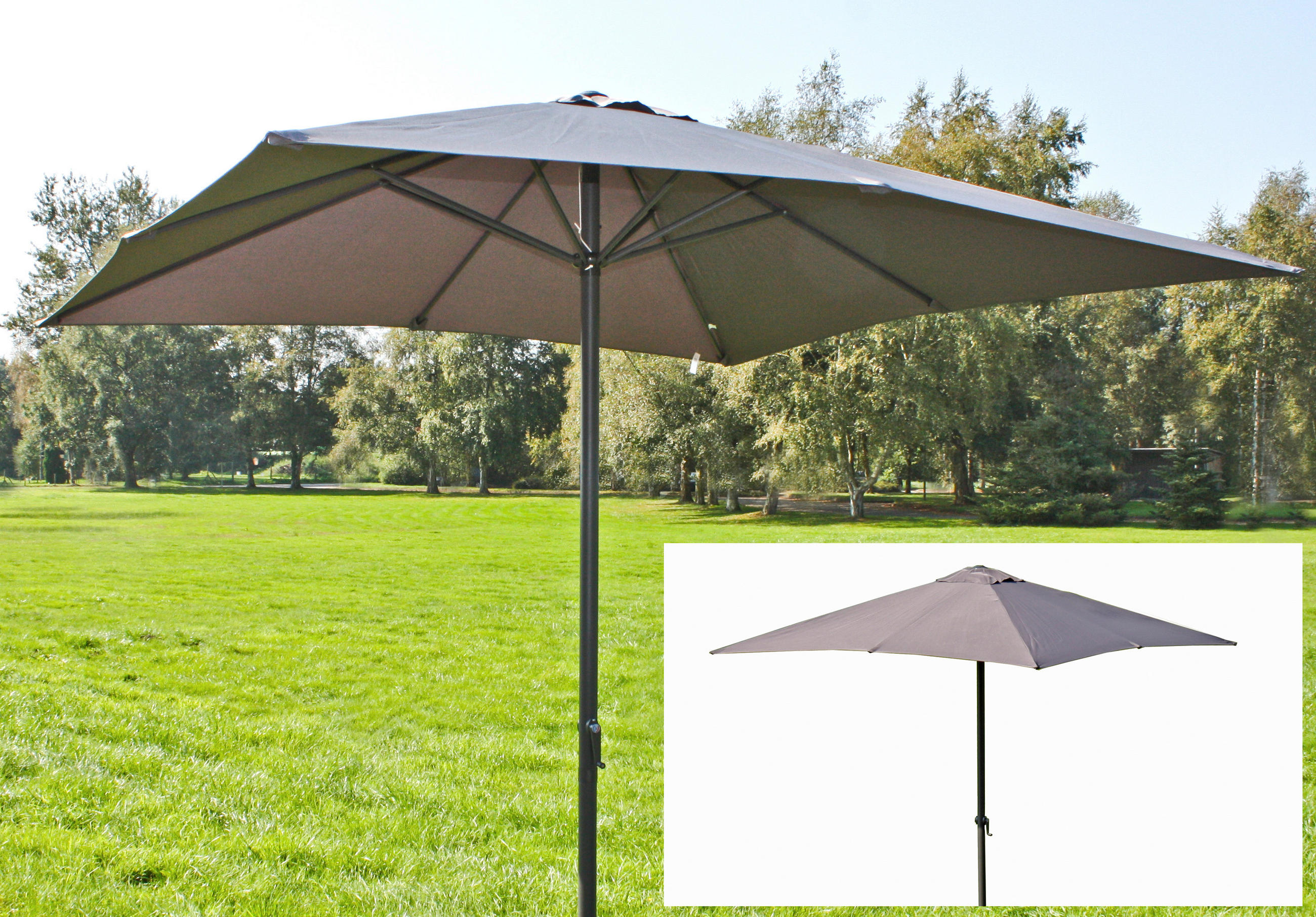 SONNENSCHIRM 246 cm Anthrazit, Grau  - Anthrazit/Grau, MODERN, Textil/Metall (246/260cm) - Gardenson
