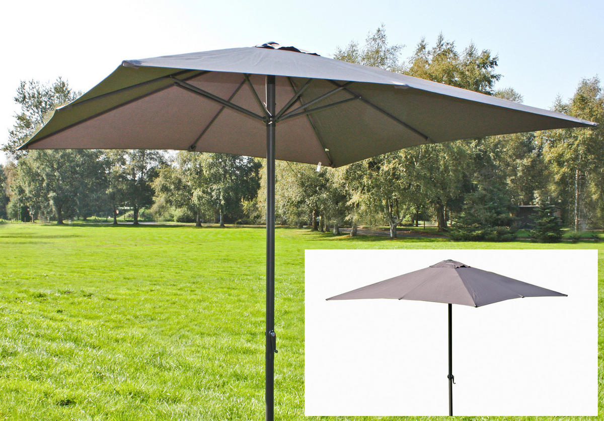 SONNENSCHIRM 246 cm Anthrazit, Grau  - Anthrazit/Grau, MODERN, Textil/Metall (246/260cm) - Gardenson