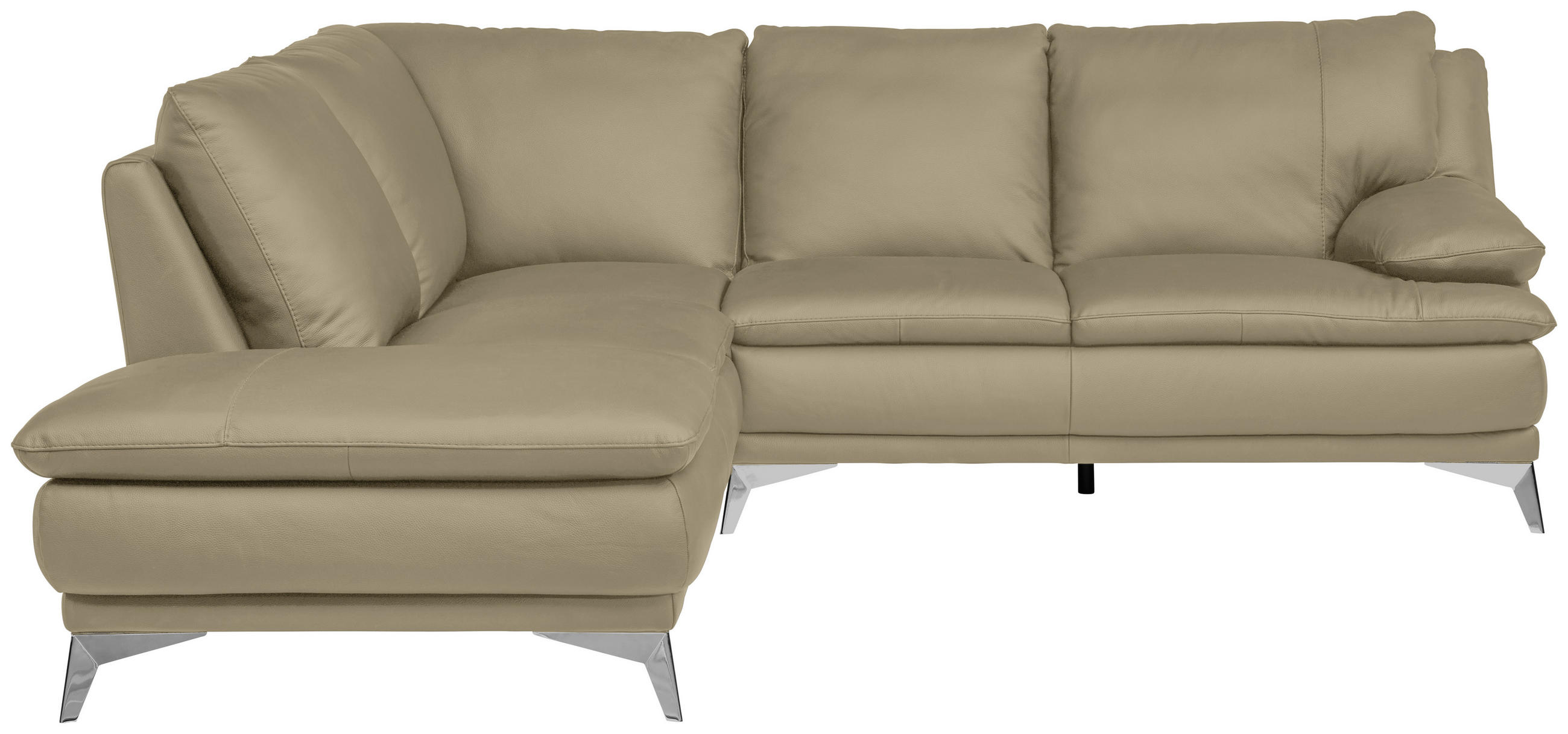 ECKSOFA Fango Echtleder  - Chromfarben/Fango, Design, Leder/Metall (224/252cm) - Novel