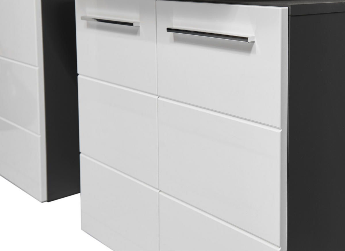 SKŘÍŇKA POD UMYVADLO, vysoce lesklá bílá, antracitová, 60/62/31 cm - barvy stříbra/černá, Natur, kompozitní dřevo/plast (60/62/31cm) - Xora