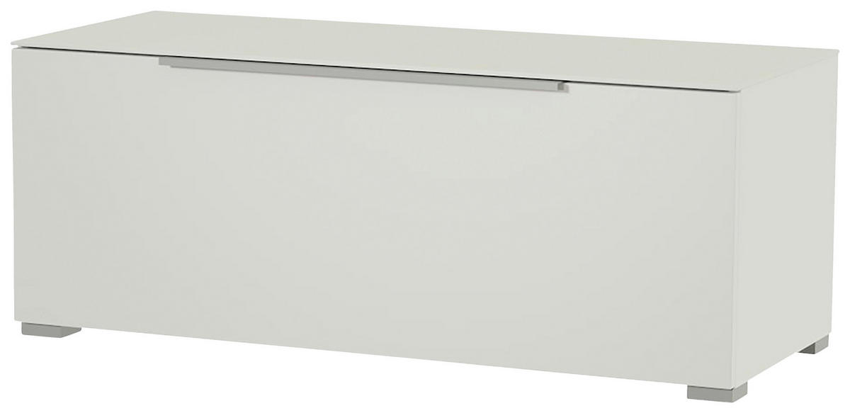 LOWBOARD  in 110/58/45 cm  - Alufarben/Weiß, Design, Glas/Holzwerkstoff (110/58/45cm) - Moderano