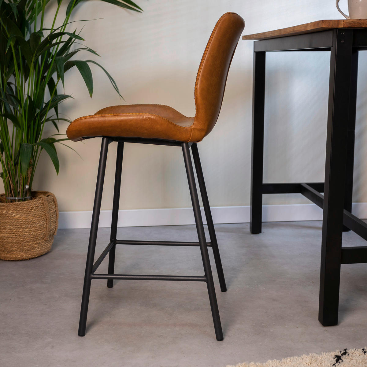 SADA BAROVÝCH ŽIDLÍ 2 kusy - černá/koňaková, Konvenční, kov/textil (47/99/55cm) - MID.YOU