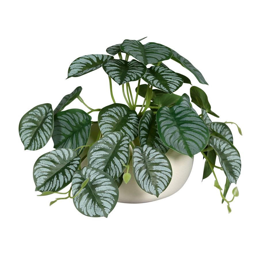KUNSTPFLANZE 19 cm  - Weiß/Grün, Basics, Keramik/Kunststoff (19cm)
