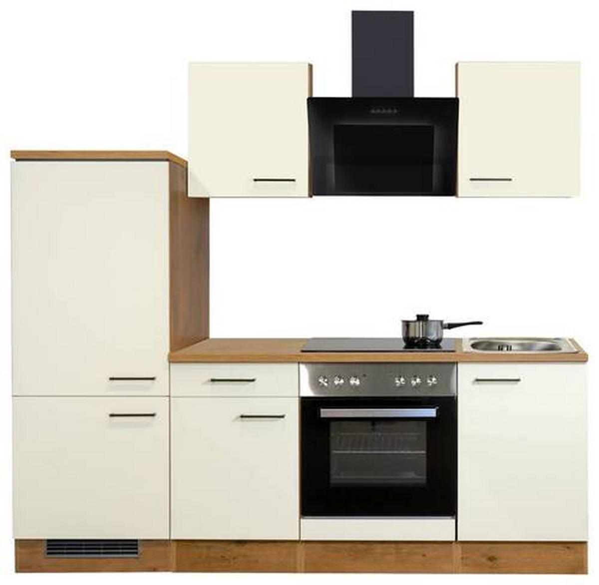KUCHYNSKÁ LINKA AVILA - čierna/magnóliová, Modern, kov/kompozitné drevo (220cm) - FlexWell