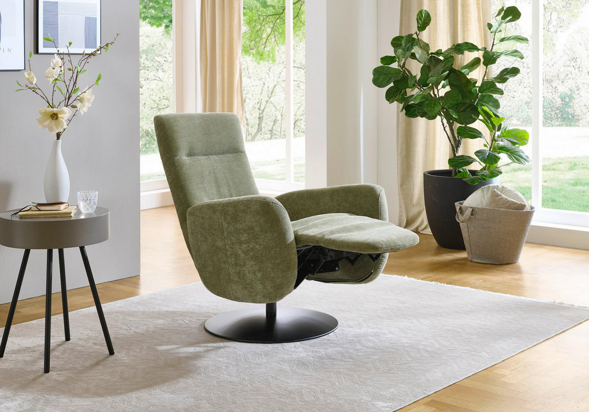RELAXSESSEL Chenille Kopfteilverstellung, Fußteilverstellung    - Schwarz/Olivgrün, Design, Textil/Metall (76/109/83cm) - Beldomo Comfort