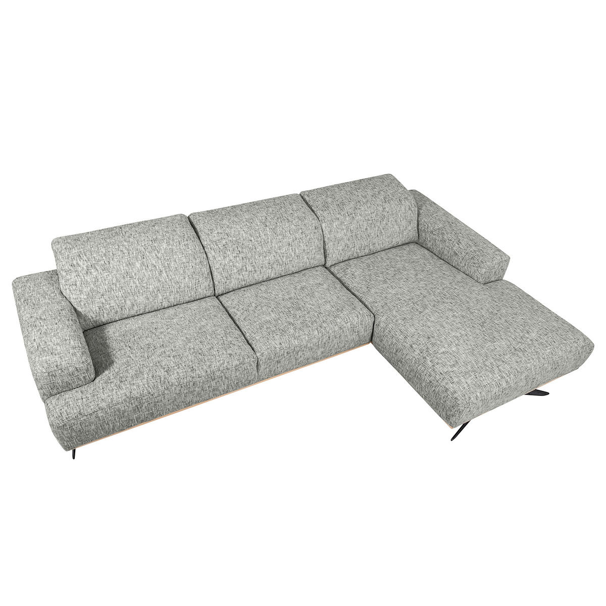 ECKSOFA PORTLAND in Struktur Grau Kopfteilverstellung  295/187 cm  - Schwarz/Grau, Design, Holz/Textil (295/187cm) - Livetastic