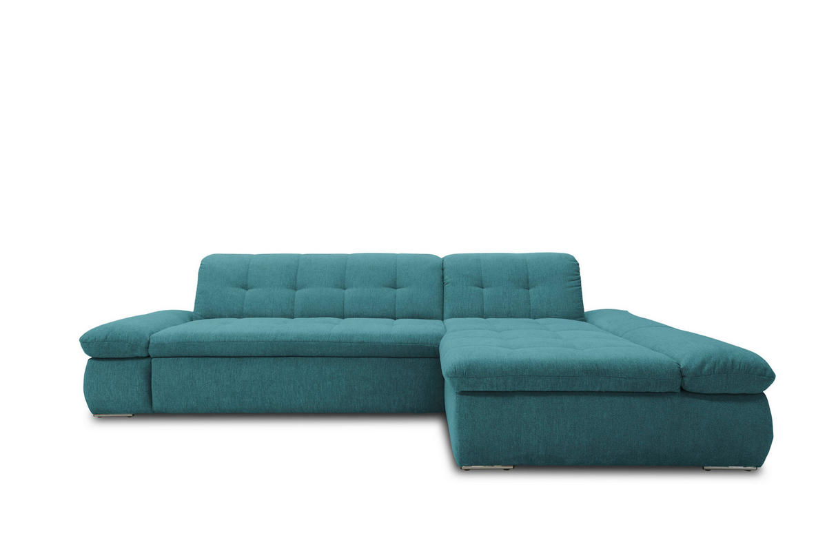 ECKSOFA MORIC - Chromfarben/Petrol, KONVENTIONELL, Textil/Metall (300/172cm) - MID.YOU