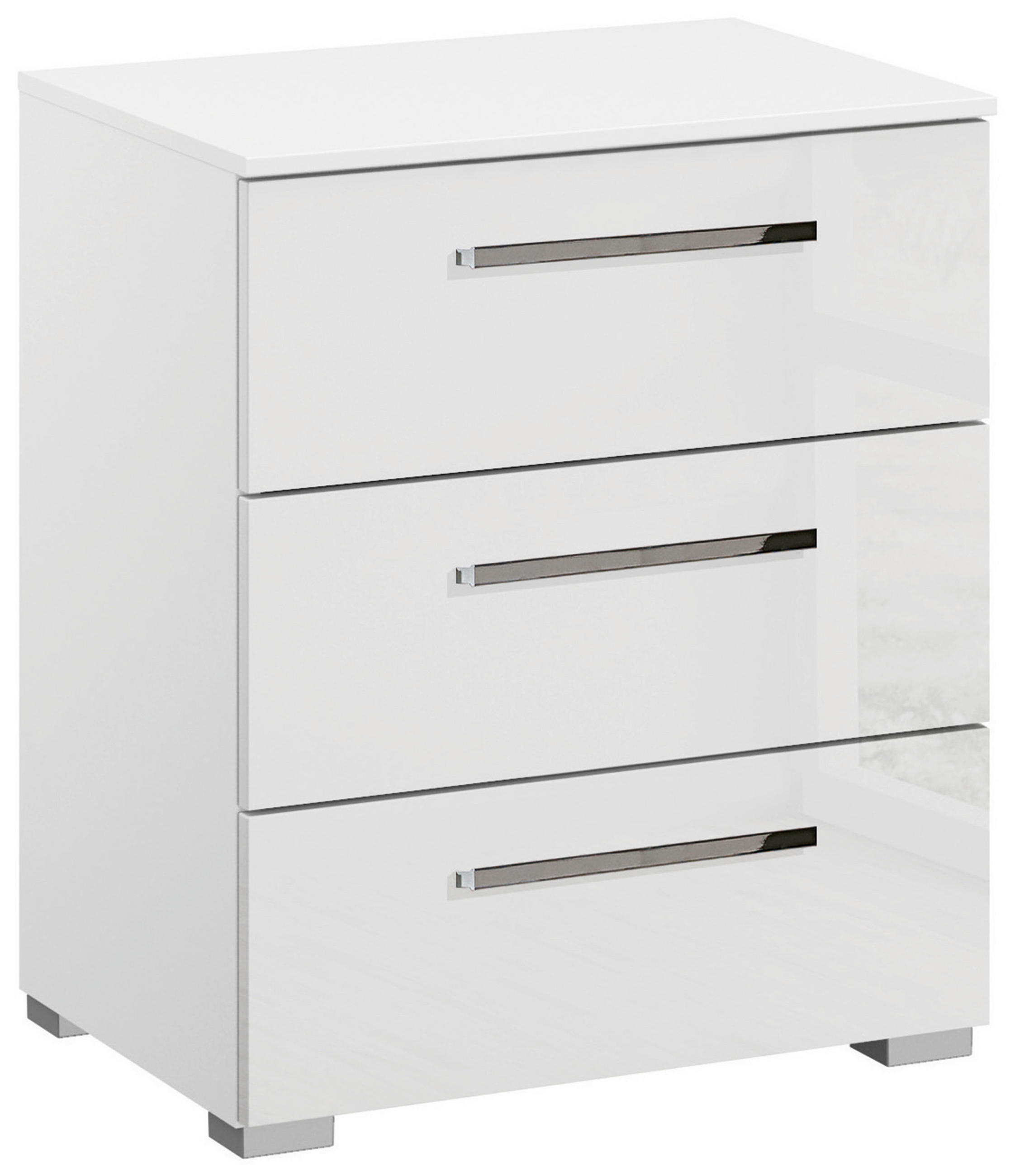 NACHTKÄSTCHEN 50/61/42 cm  in Weiß, Weiß Hochglanz  - Chromfarben/Weiß Hochglanz, Design, Holzwerkstoff/Kunststoff (50/61/42cm) - Novel