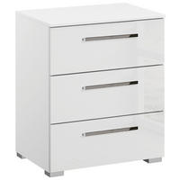 NACHTKÄSTCHEN 50/61/42 cm  in Weiß, Weiß Hochglanz  - Chromfarben/Weiß Hochglanz, Design, Holzwerkstoff/Kunststoff (50/61/42cm) - Novel