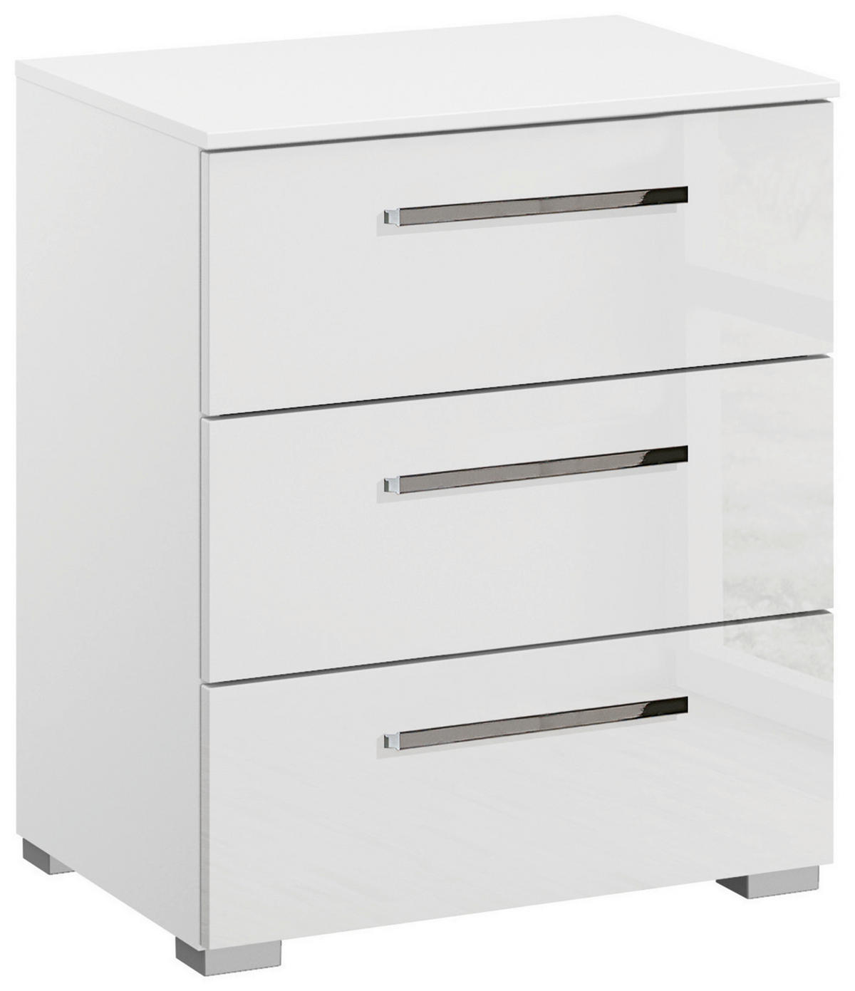 NACHTKÄSTCHEN 50/61/42 cm  in Weiß, Weiß Hochglanz  - Chromfarben/Weiß Hochglanz, Design, Holzwerkstoff/Kunststoff (50/61/42cm) - Novel