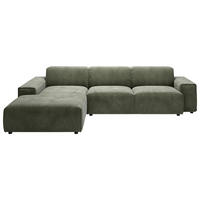 ECKSOFA 9125 Grün Cord  - Schwarz/Grün, Design, Kunststoff/Textil (189/300cm) - Pure Home Lifestyle