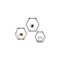 WANDREGALSET  - Schwarz/Naturfarben, Trend, Holz/Metall - Boxxx