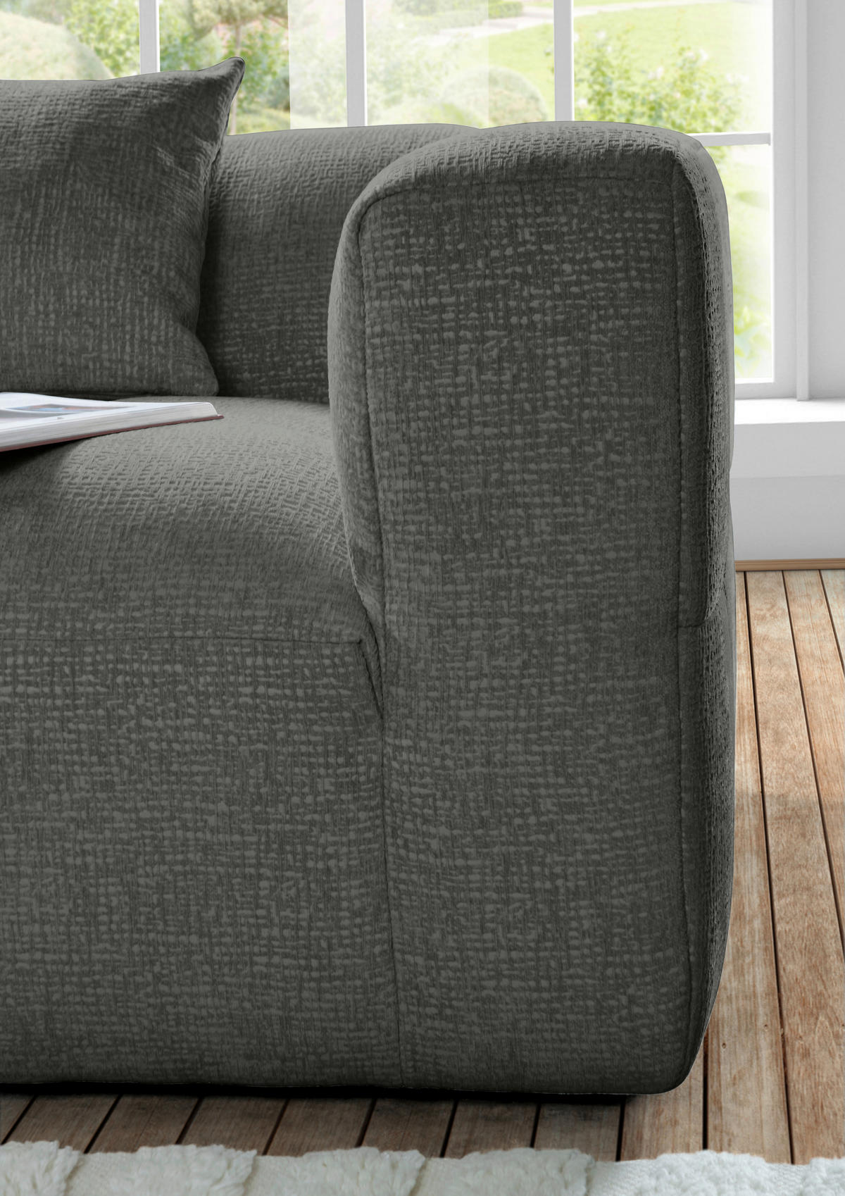 ECKSOFA in Flachgewebe Schwarz  170/280 cm  - Schwarz, KONVENTIONELL, Kunststoff/Textil (170/280cm) - Carryhome