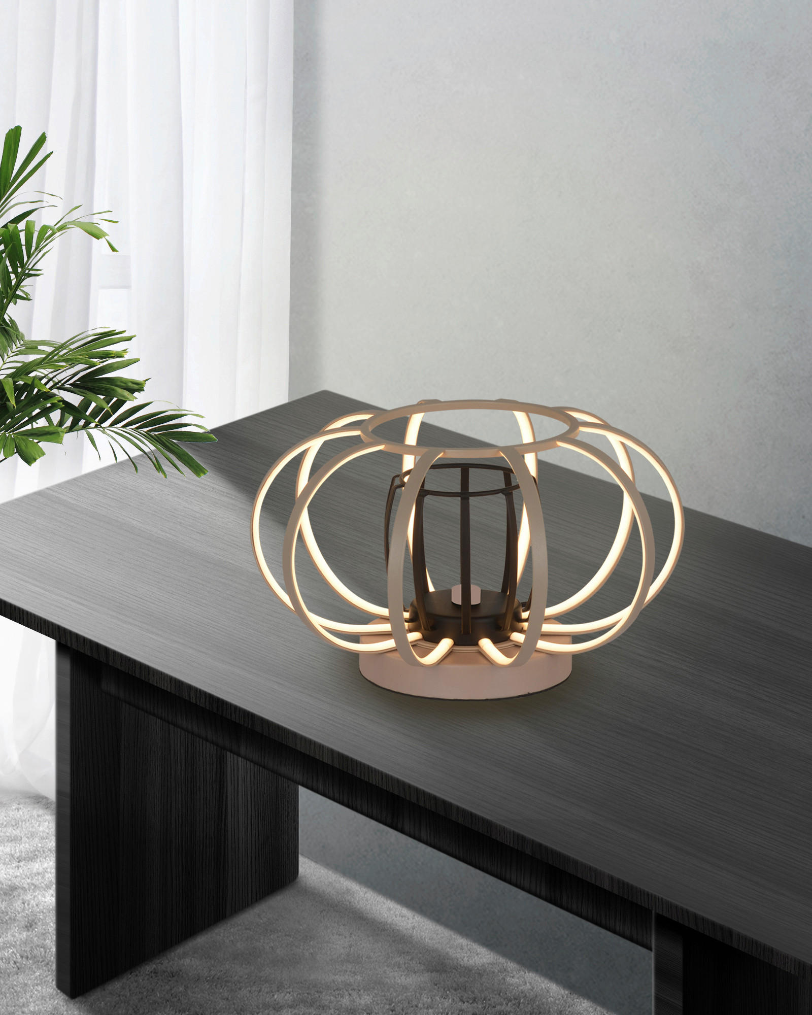 LED-TISCHLEUCHTE 30/18 cm   - Sandfarben/Schwarz, Basics, Metall (30/18cm)