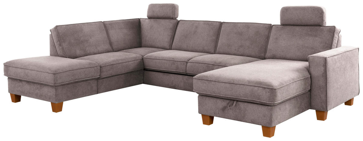 WOHNLANDSCHAFT in Flachgewebe Taupe  - Taupe/Eichefarben, Konventionell, Holz/Textil (213/309/161cm) - Sit & More