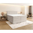 BOXSPRINGBETT 140/200 cm,  in Creme, gepolstertes Kopfteil, Bettkasten, Topper, Matratzen, H2 + H3 = mittel + fest  - Creme/Schwarz, KONVENTIONELL, Kunststoff/Textil (140/200cm) - Esposa