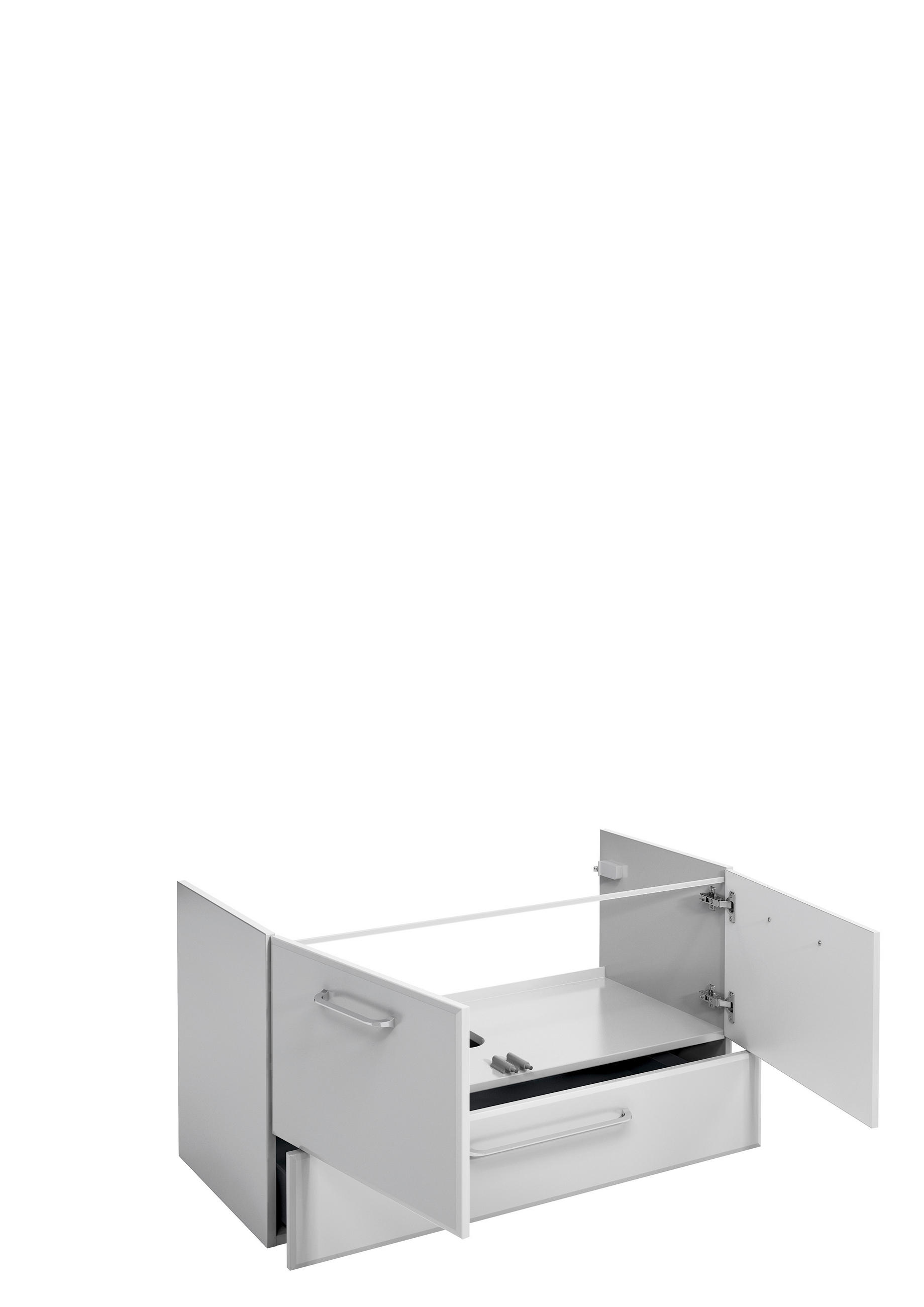 WASCHTISCHUNTERSCHRANK 96/51/44 cm  - Weiss Hochglanz/Chromfarben, Basics, Holzwerkstoff (96/51/44cm) - Xora