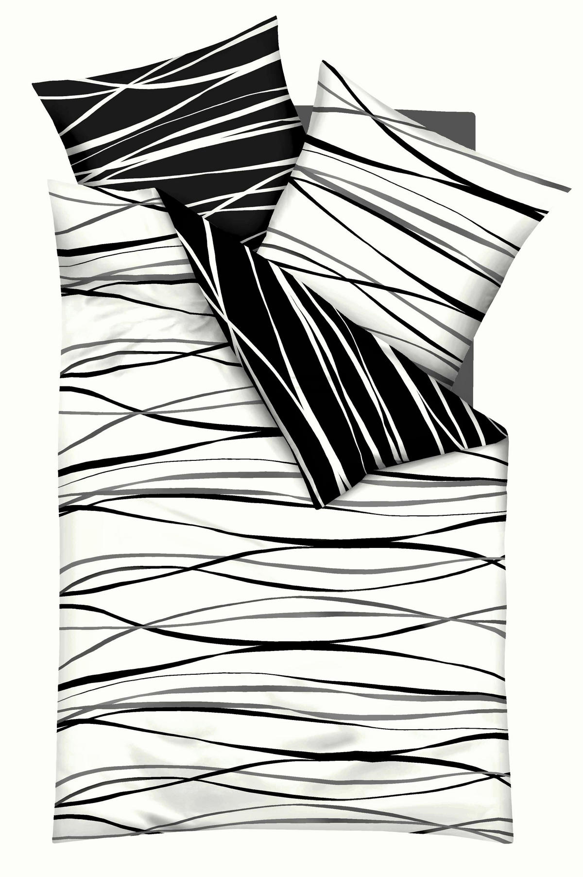 POSTELJINA MOTION 140/200 cm crna, bela  - bela/crna, Konvencionalno, tekstil (140/200cm) - Kaeppel