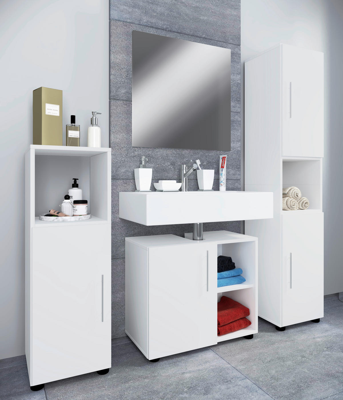 BADEZIMMER  in 122 cm  - Weiß, MODERN, Holzwerkstoff (122cm) - MID.YOU
