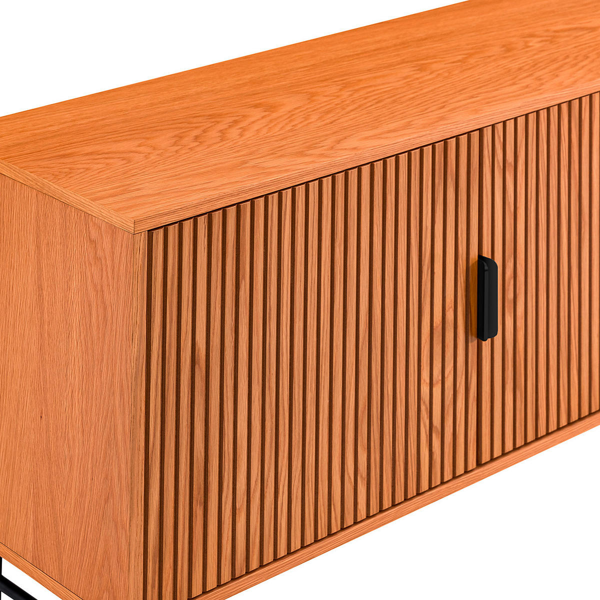 SIDEBOARD svart, ekfärgad  160/75/40 cm  - svart/ekfärgad, Lifestyle, metall/trämaterial (160/75/40cm)