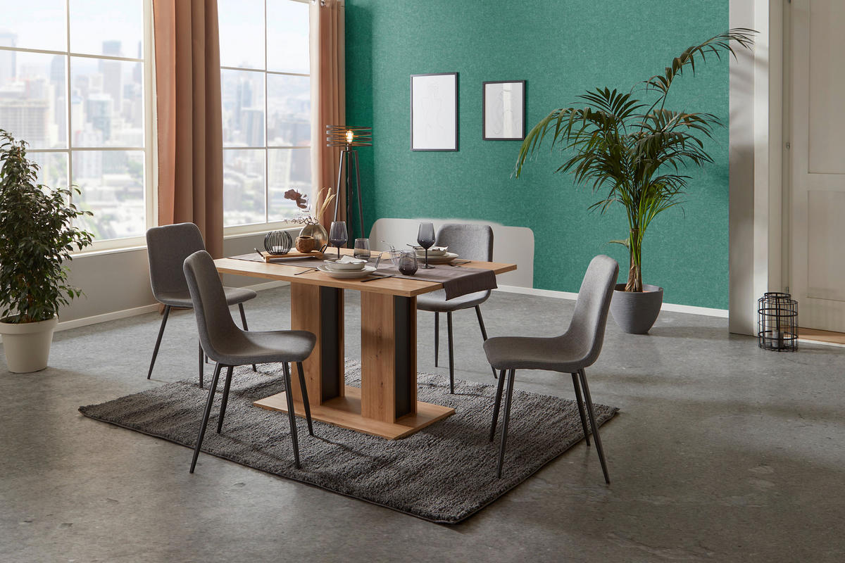 ESSTISCH rechteckig Eiche Artisan  - Schwarz/Eiche Artisan, KONVENTIONELL, Holzwerkstoff (138/74/90cm) - home24