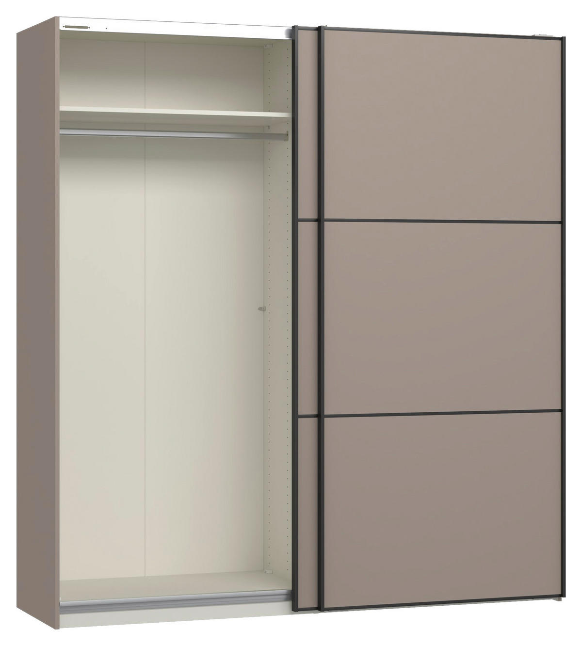 SCHWEBETÜRENSCHRANK 203/220/65 cm 2-türig Hellbraun  - Hellbraun/Schwarz, Design, Holzwerkstoff/Metall (203/220/65cm) - Jutzler