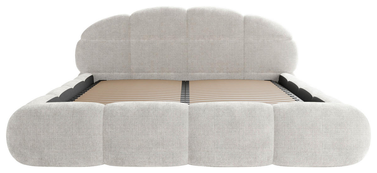 POLSTERBETT 180/200 cm,  in Beige, gepolstertes Kopfteil, Lattenrost, Bettkasten,  - Beige/Schwarz, Design, Holz/Textil (180/200cm) - Chameo