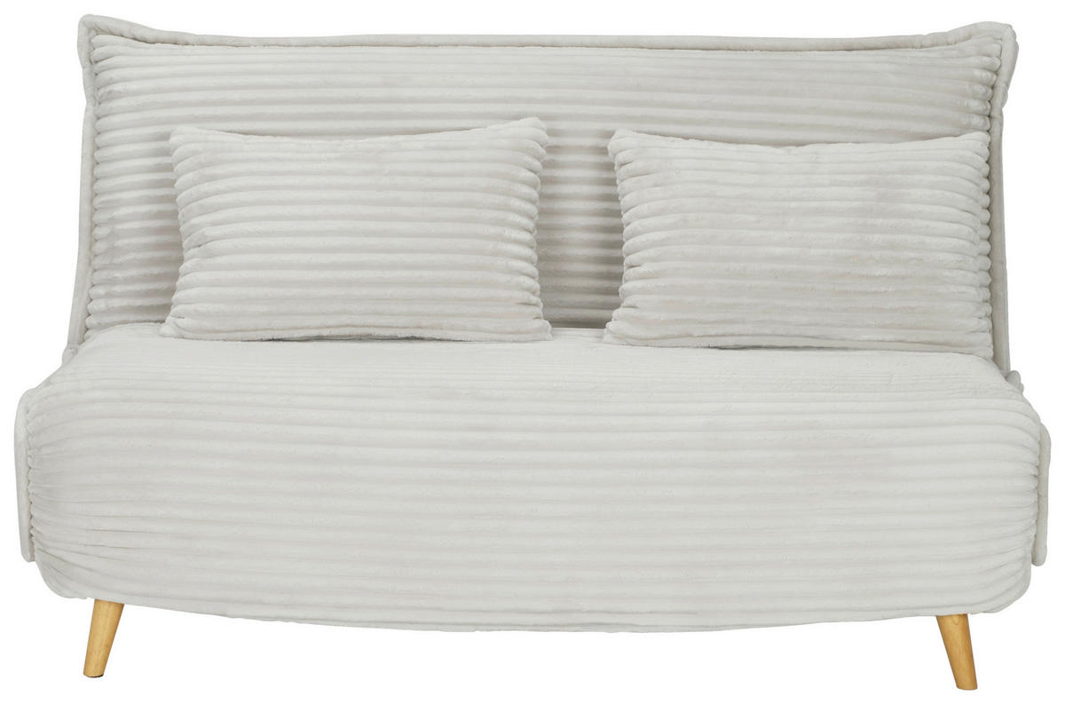SCHLAFSOFA Cord Weiß  - Walnussfarben/Weiß, MODERN, Holz/Textil (92/216/87/26/150cm) - Livetastic