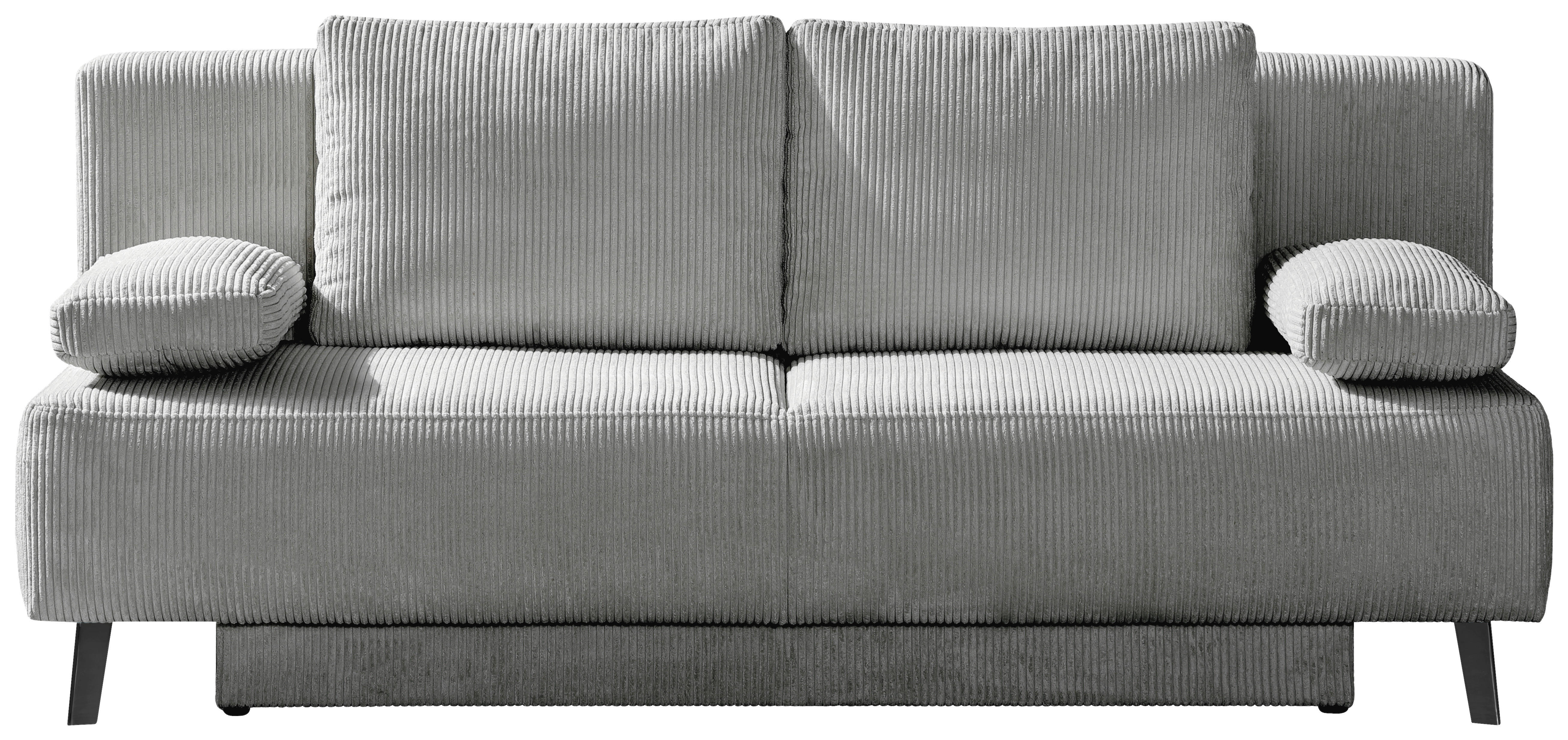 SCHLAFSOFA Cord Hellgrau  - Hellgrau/Schwarz, MODERN, Textil/Metall (193/85/88cm) - Novel