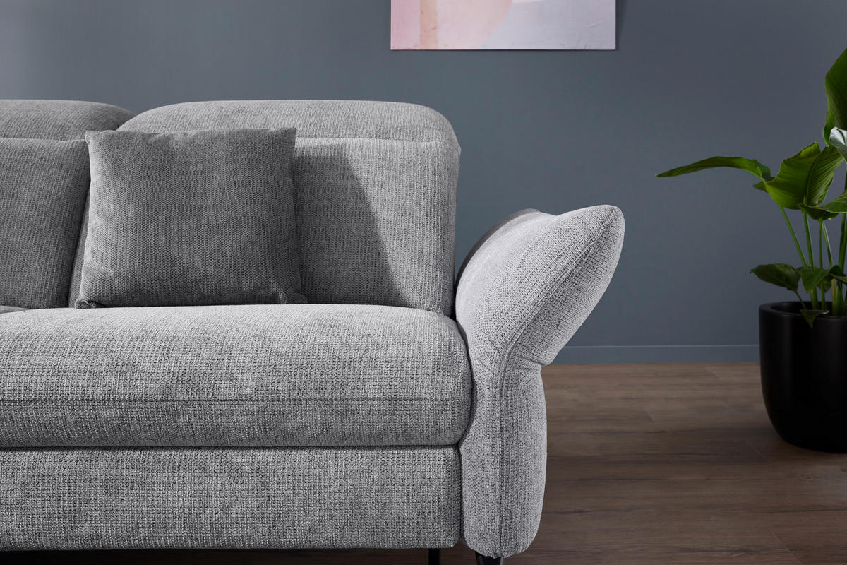 WOHNLANDSCHAFT in Flachgewebe Grau  - Schwarz/Grau, Design, Textil/Metall (299/233cm) - Dieter Knoll
