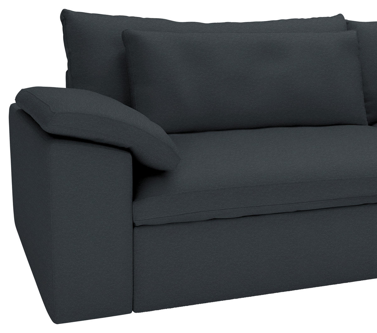 ECKSOFA 306/198 cm  in Chenille Dunkelgrau Rückenkissen, Nierenkissen, Armlehnenkissen, Rücken echt  306/198 cm  - Dunkelgrau/Schwarz, MODERN, Kunststoff/Textil (306/198cm) - Carryhome
