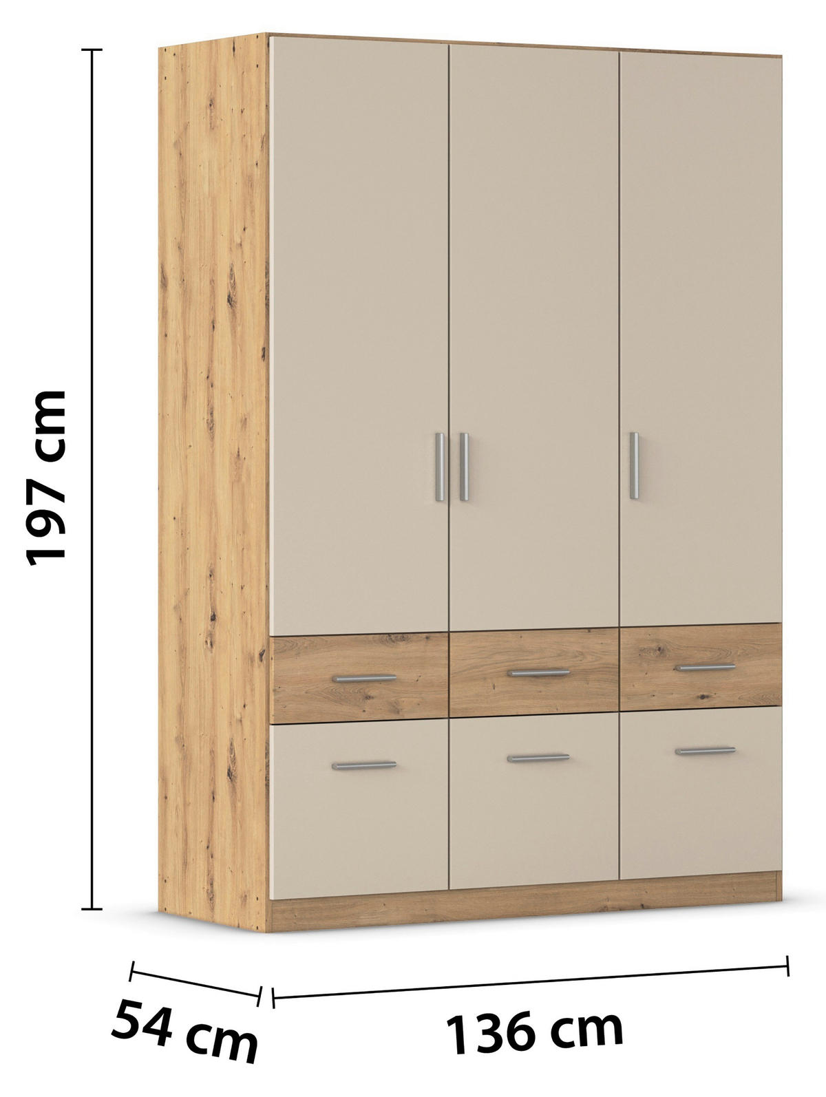 OMARA S KLASIČNIMI VRATI,  - barve aluminija, Konvencionalno, umetna masa/leseni material (136/197/54cm) - Carryhome