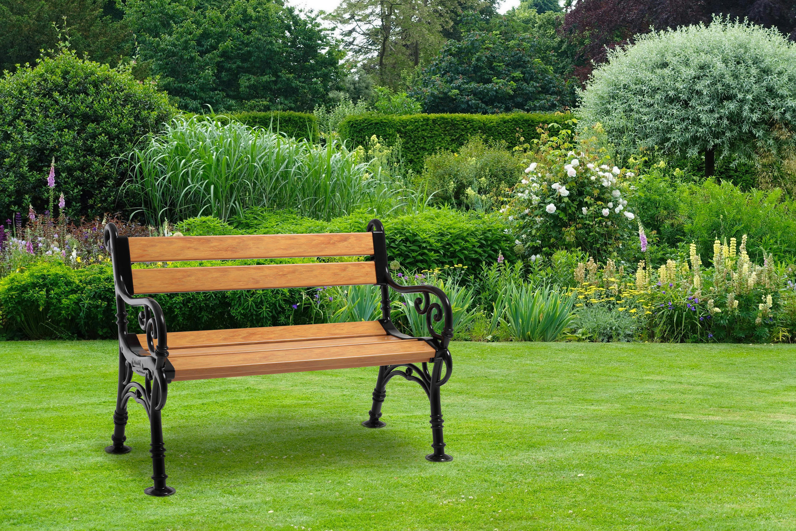 GARTENBANK 115/85/60 cm  in Naturfarben, Schwarz  - Schwarz/Naturfarben, KONVENTIONELL, Kunststoff/Metall (115/85/60cm) - Gardenson