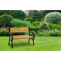 GARTENBANK 115/85/60 cm  Stahl  - Schwarz/Naturfarben, KONVENTIONELL, Kunststoff/Metall (115/85/60cm) - Gardenson