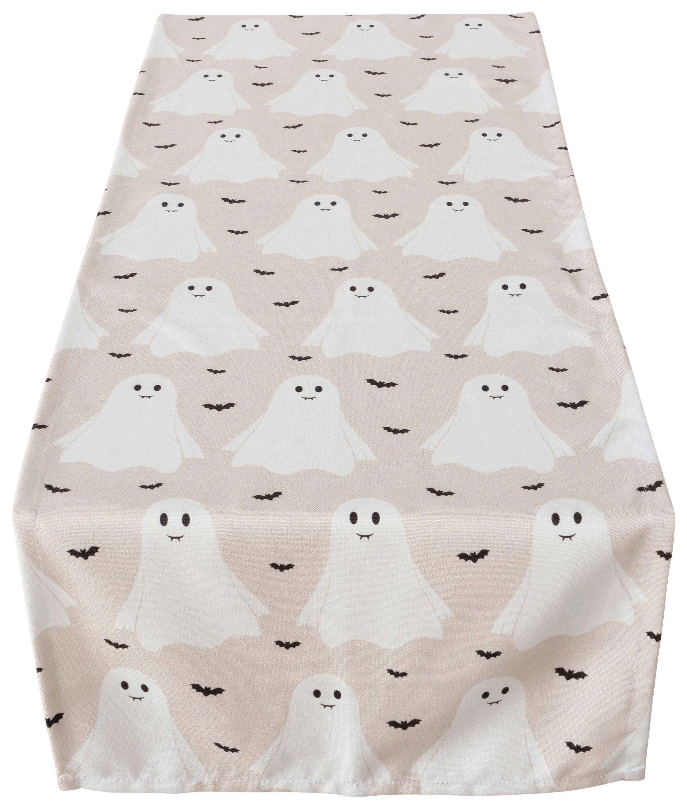 TISCHLÄUFER Textil Weiß, Beige  - Beige/Weiß, Trend, Textil (140/40/1cm)