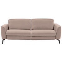 3-SITZER-SOFA in Echtleder Taupe  - Taupe/Schwarz, Natur, Leder/Metall (222/81/110cm) - Valdera
