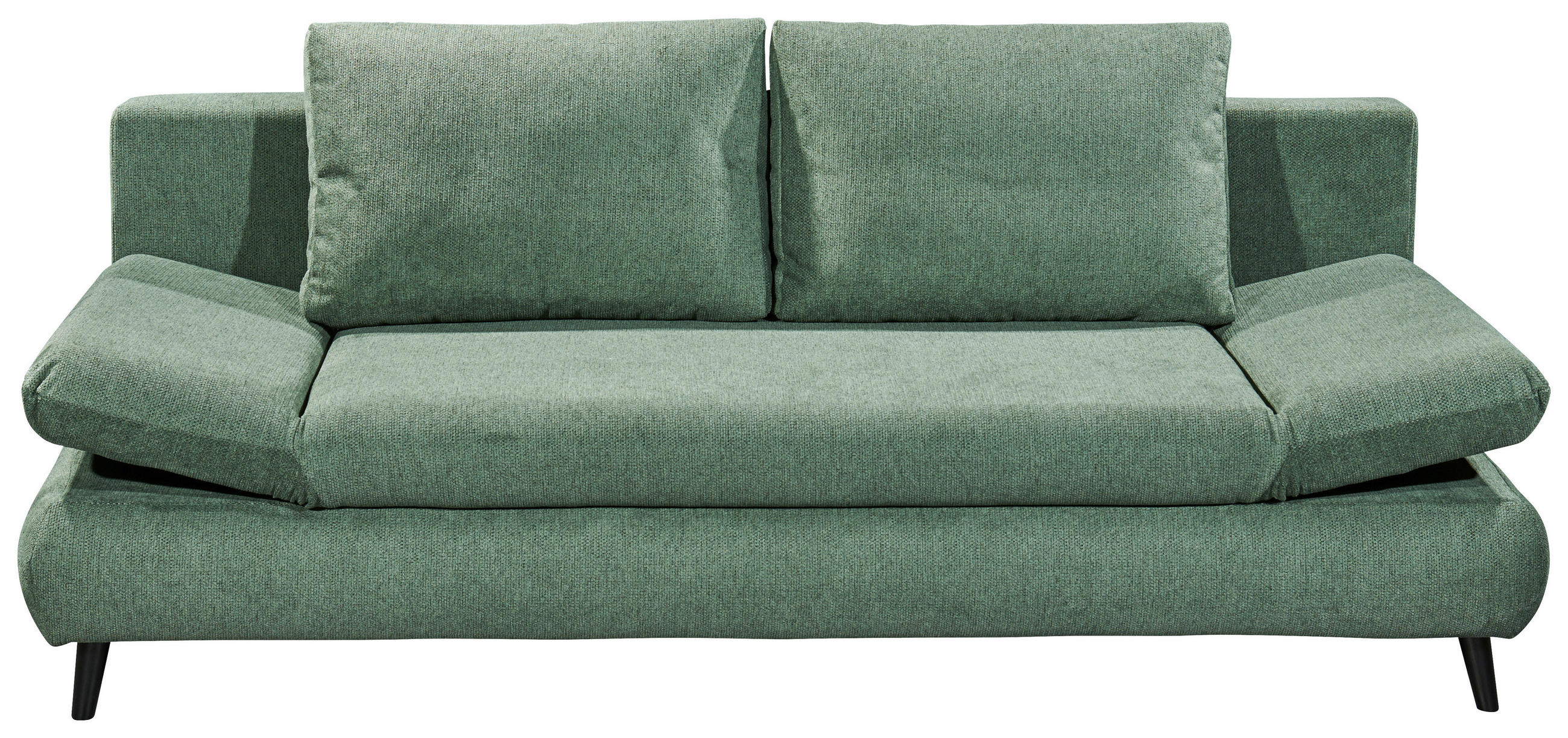 SCHLAFSOFA Mikrofaser Grün  inkl. Rückenkissen, Bettkasten, Schlaffunktion, Rücken echt  - Schwarz/Grün, KONVENTIONELL, Kunststoff/Textil (212/88/101cm) - MID.YOU