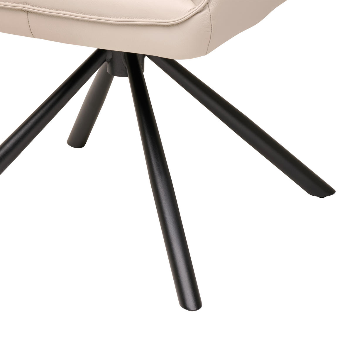 Armlehnstuhl Leder Hellgrau  Sitzfläche 360° drehbar, automatische Rückholfunktion  Echtleder  Hellgrau  - Hellgrau/Schwarz, MODERN, Leder/Metall (58,5/87,5/61cm) - Livetastic