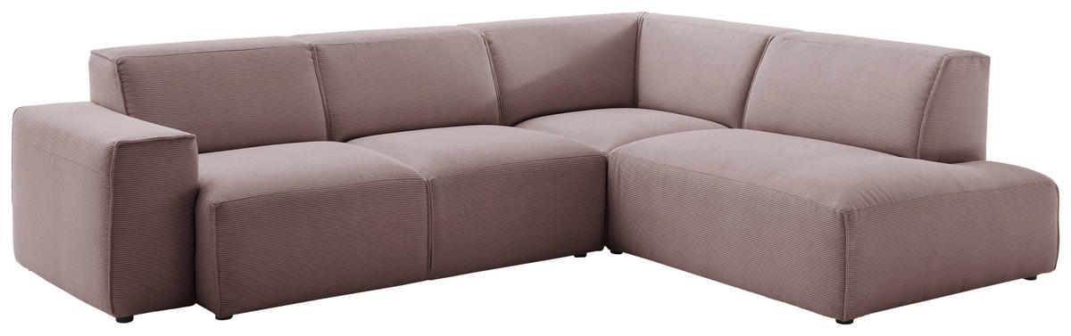 ECKSOFA in Cord Altrosa  - Schwarz/Altrosa, Design, Kunststoff/Textil (270/210cm) - Pure Home Lifestyle