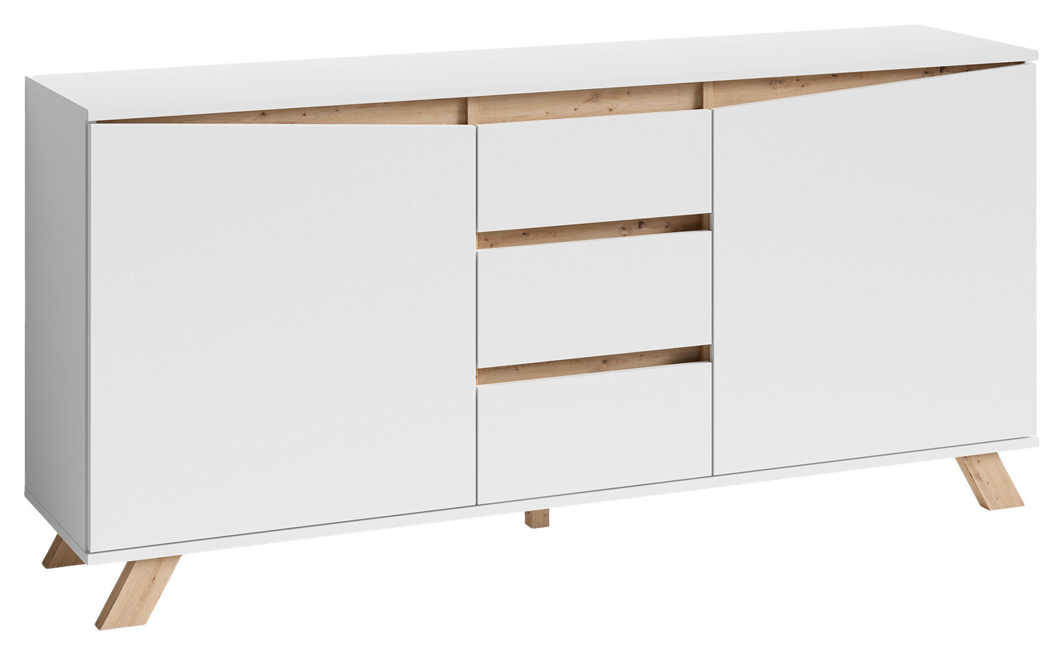 SIDEBOARD Valentin 160/76/38 cm 3 Schublade(n)  - Weiß/Eiche Artisan, MODERN, Holzwerkstoff (160/76/38cm) - MID.YOU
