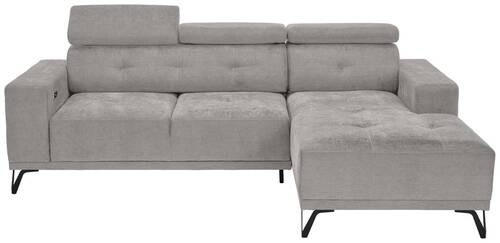 ECKSOFA Grau Chenille  - Schwarz/Grau, KONVENTIONELL, Textil/Metall (264/178cm) - Hom`in