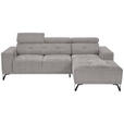 ECKSOFA in Chenille Grau  - Schwarz/Grau, KONVENTIONELL, Textil/Metall (264/178cm) - Hom`in