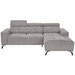 ECKSOFA in Chenille Grau  - Schwarz/Grau, KONVENTIONELL, Textil/Metall (264/178cm) - Hom`in