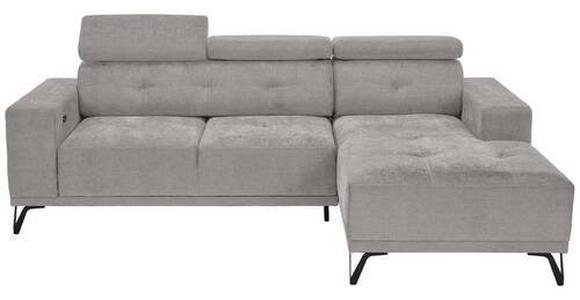 ECKSOFA in Chenille Grau  - Schwarz/Grau, KONVENTIONELL, Textil/Metall (264/178cm) - Hom`in