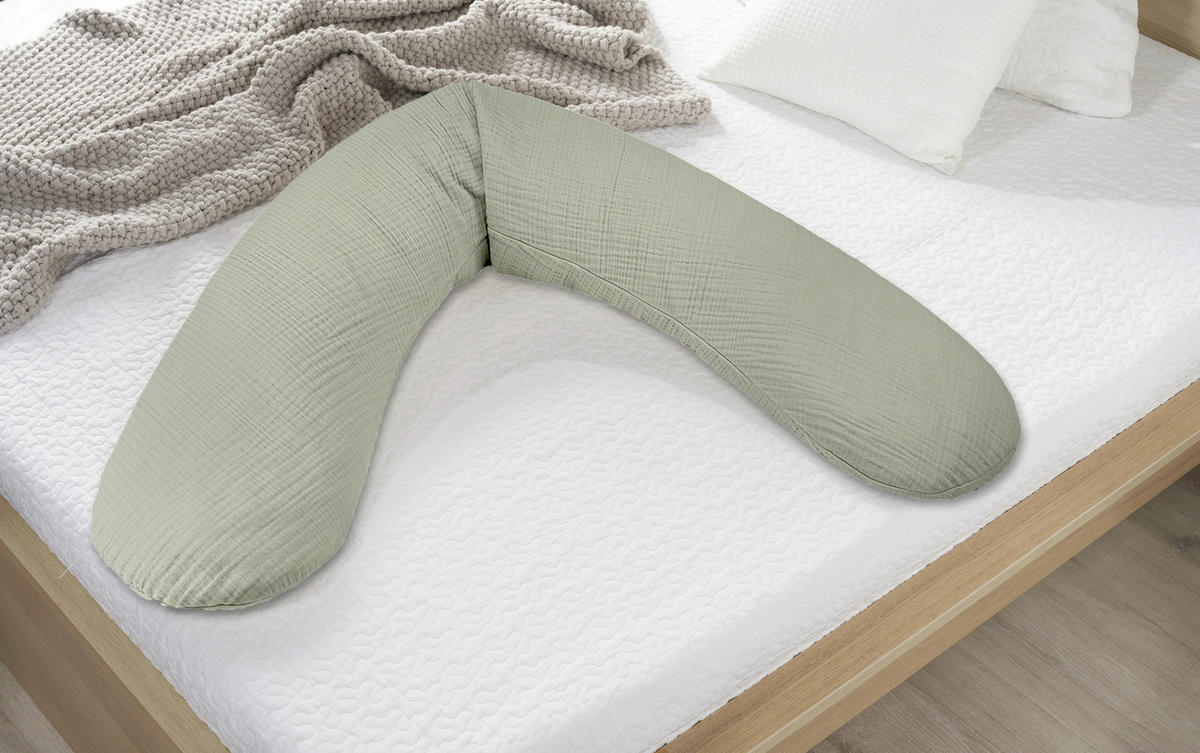 STILLKISSEN 190 cm MUSSELIN   - Salbeigrün/Grün, Basics, Textil (190cm) - Theraline